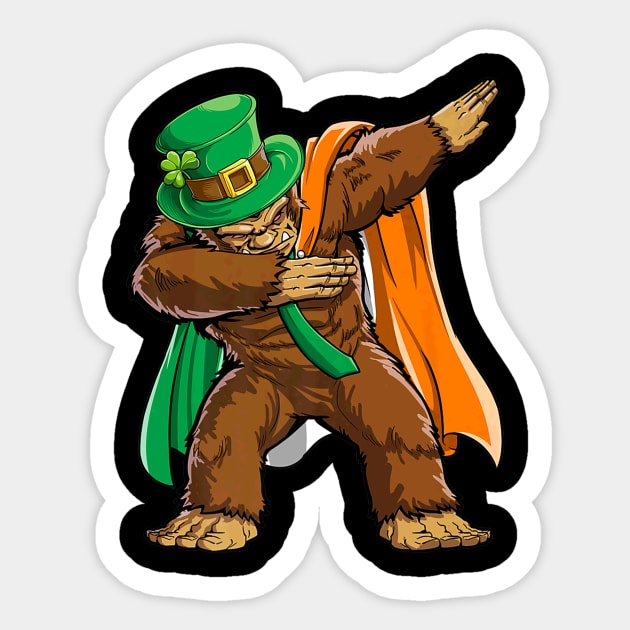 Dabbing Bigfoot St Patricks Day Men Leprechaun Irish Sticker by Macy XenomorphQueen